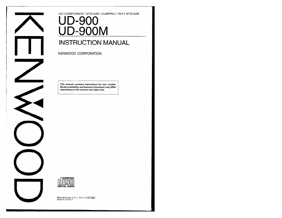 Kenwood UD-900M User Manual | 84 pages