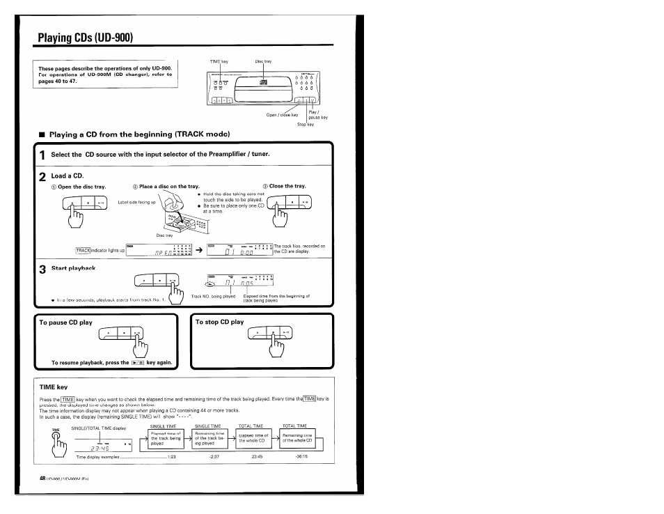 Playing cds(ud-900) | Kenwood UD-900M User Manual | Page 48 / 84