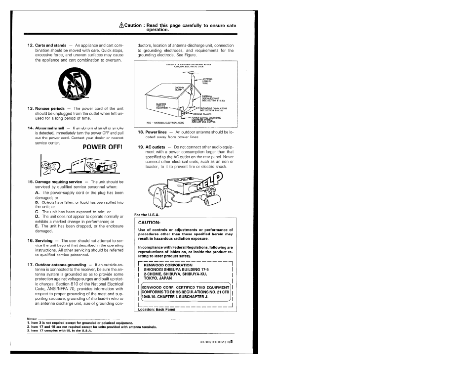 Power off | Kenwood UD-900M User Manual | Page 5 / 84