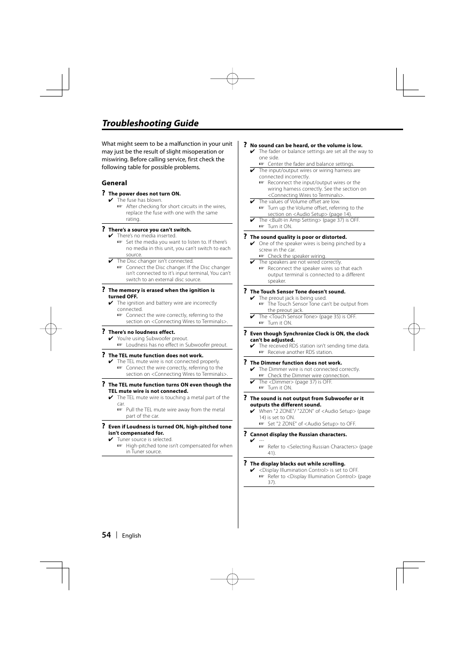 Troubleshooting guide | Kenwood DPX701U User Manual | Page 55 / 61