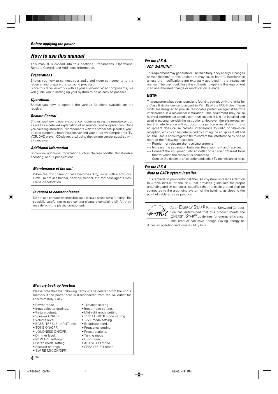 How to use this manual | Kenwood KRF-V7060D User Manual | Page 4 / 44