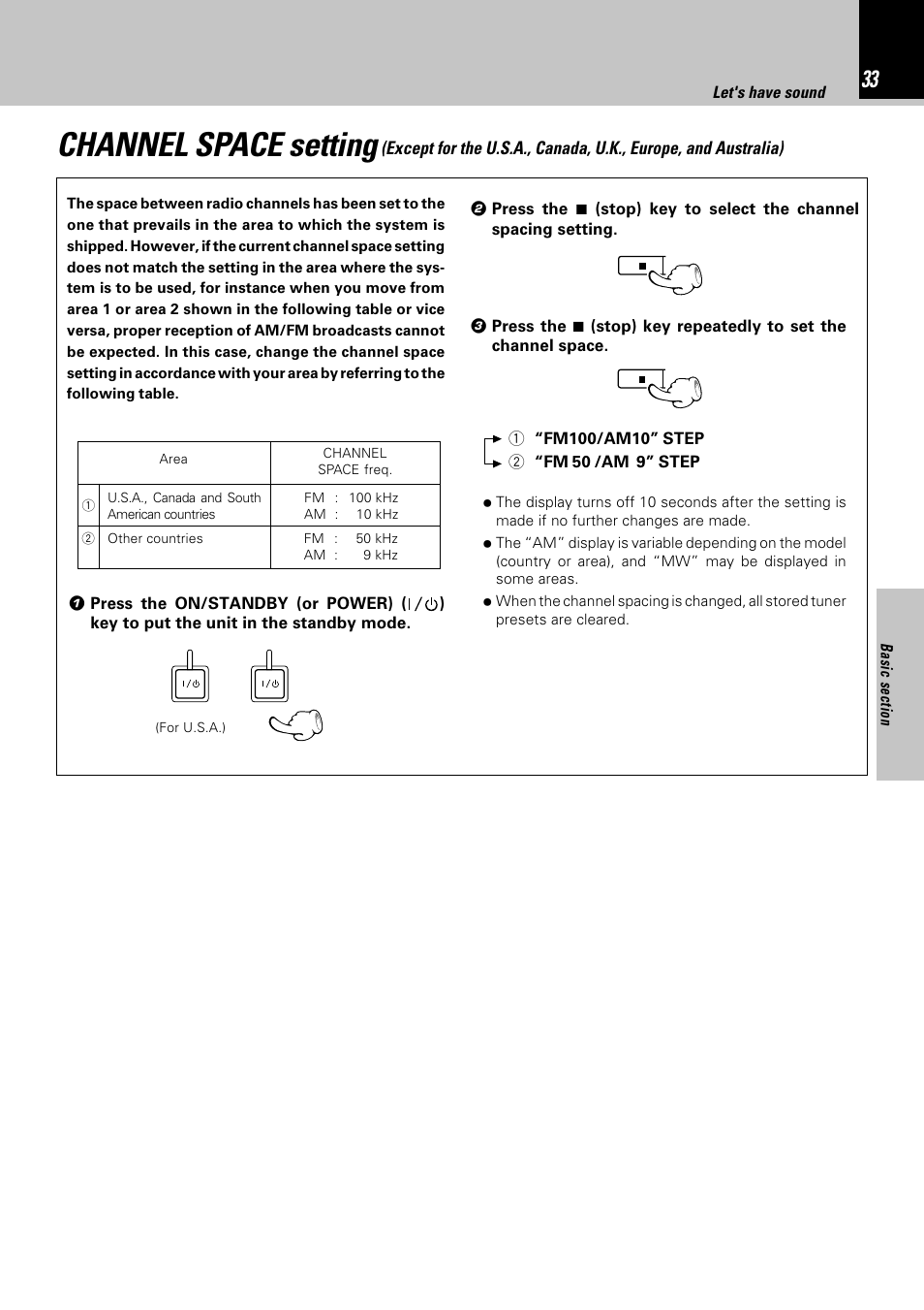 Channel space setting | Kenwood NV-701 User Manual | Page 33 / 76