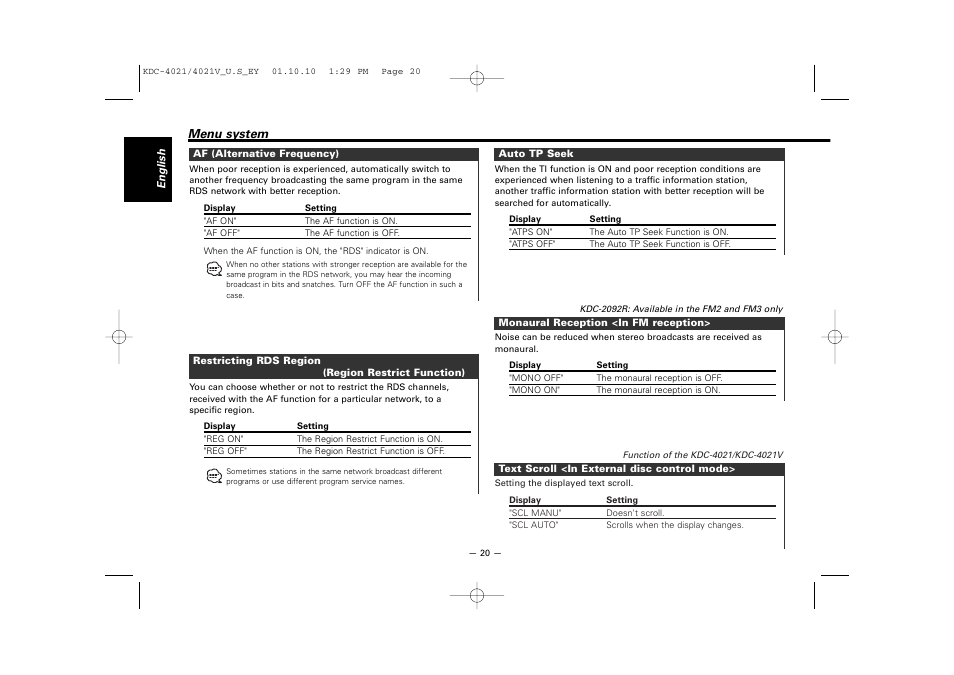 Kenwood KDC-306  EN User Manual | Page 20 / 32