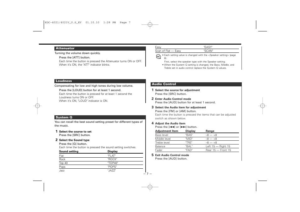 Kenwood KDC-306  EN User Manual | Page 7 / 32