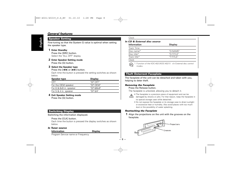 Kenwood KDC-306  EN User Manual | Page 8 / 32