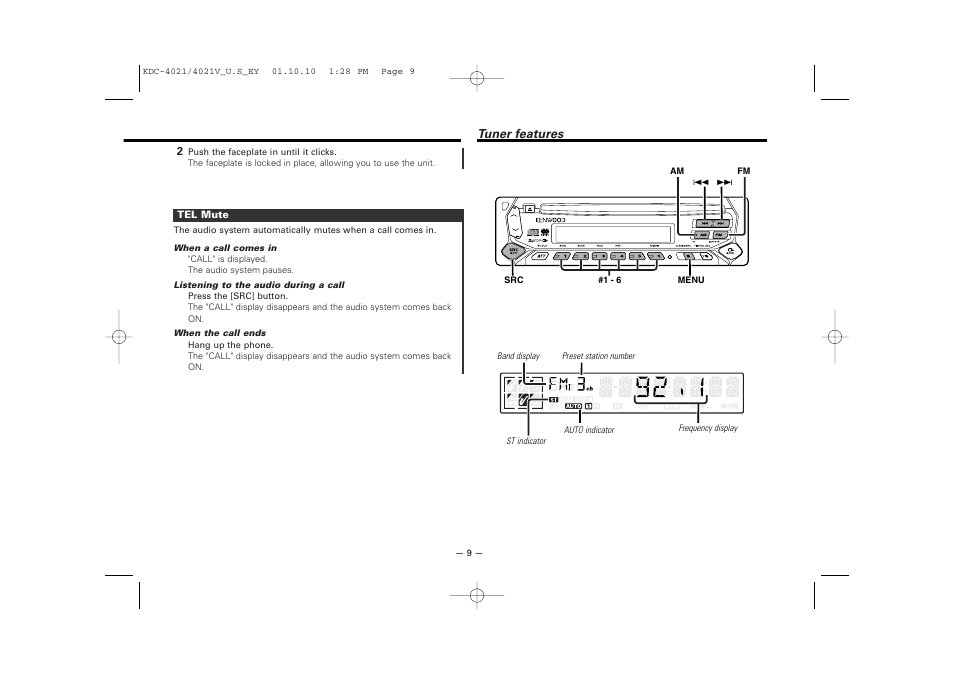 Tuner features | Kenwood KDC-306  EN User Manual | Page 9 / 32