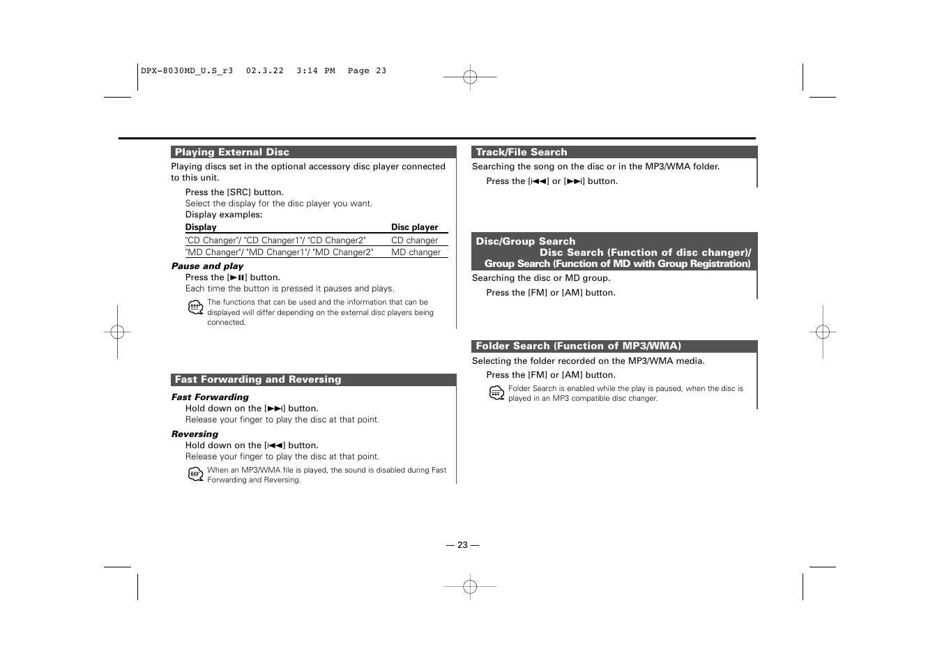Kenwood DPX-8030MD User Manual | Page 23 / 44