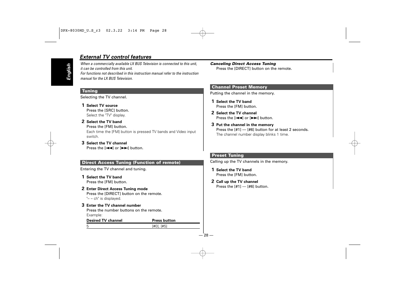 Kenwood DPX-8030MD User Manual | Page 28 / 44