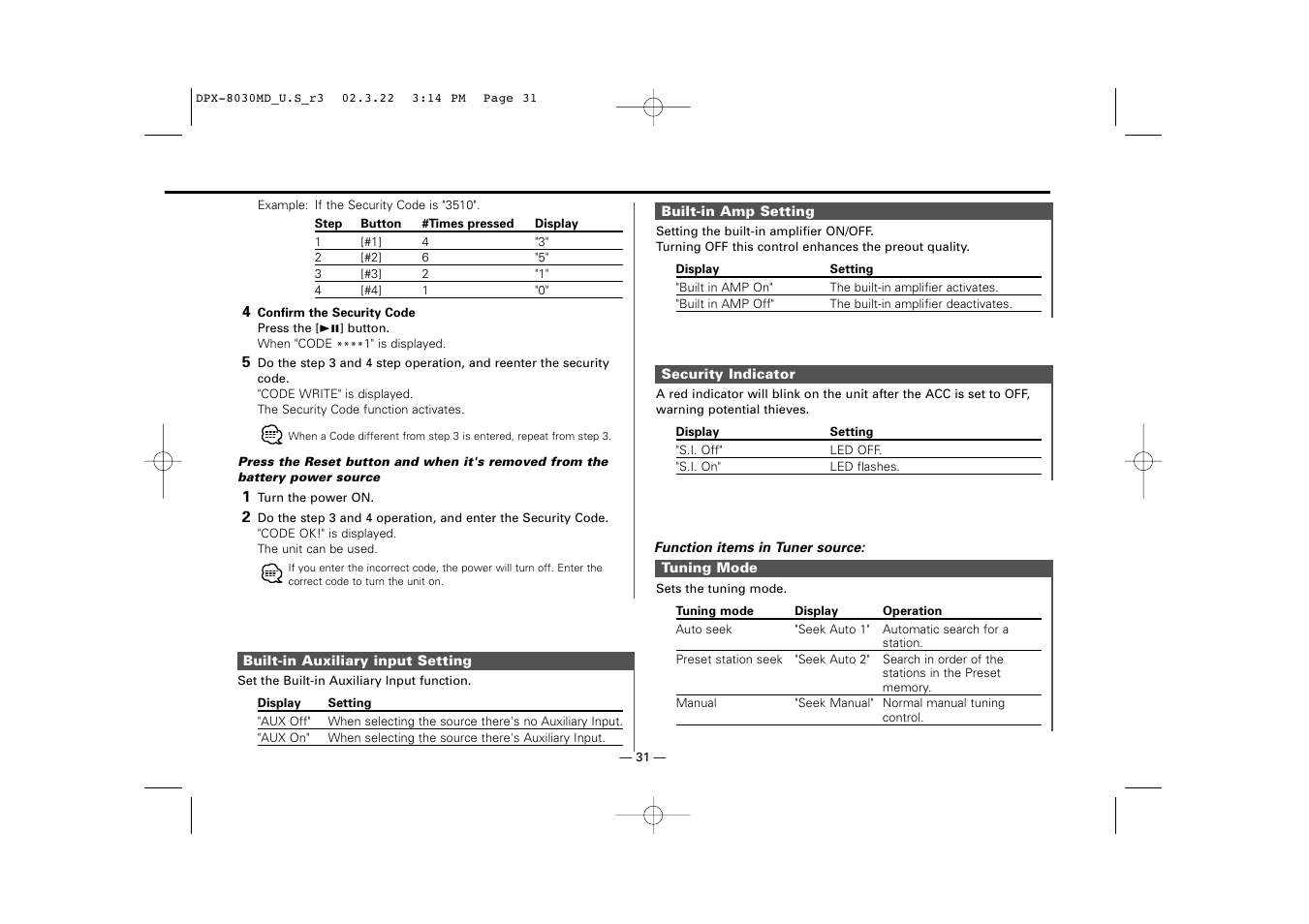 Kenwood DPX-8030MD User Manual | Page 31 / 44