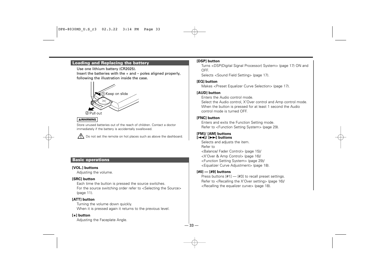 Kenwood DPX-8030MD User Manual | Page 33 / 44