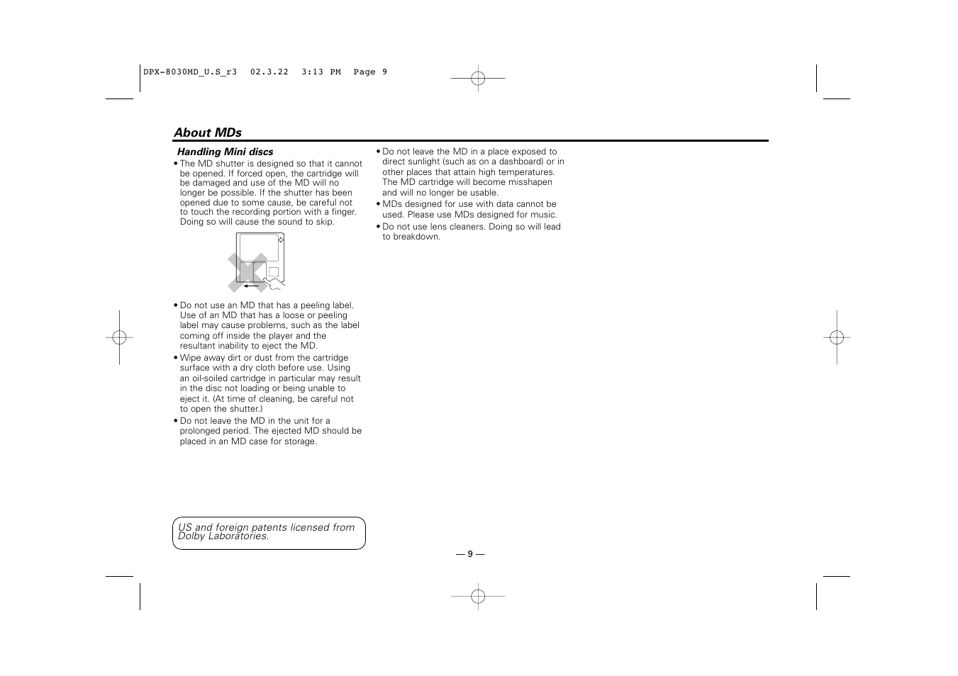 About mds | Kenwood DPX-8030MD User Manual | Page 9 / 44