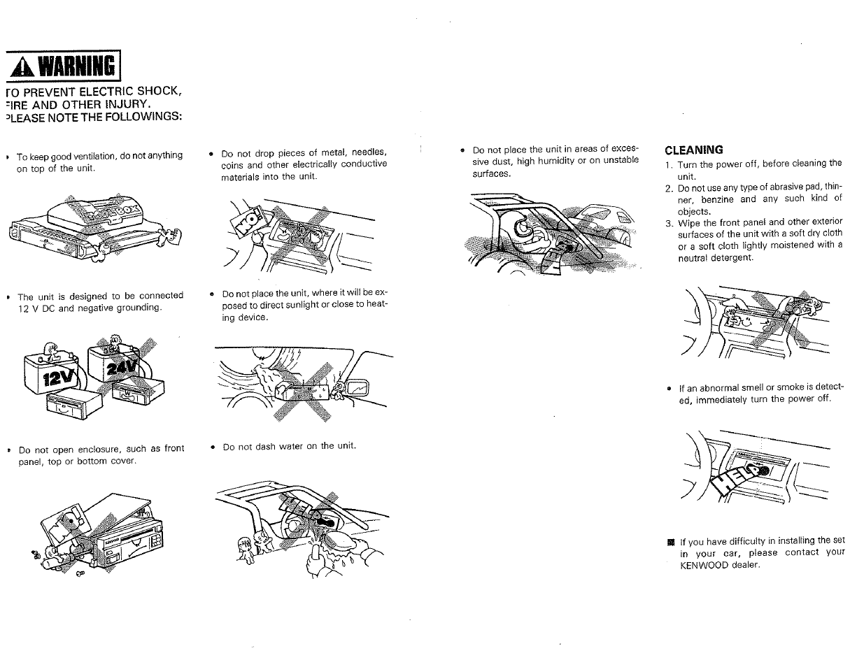 Cleaning, Awarning | Kenwood KAC-521 User Manual | Page 3 / 4