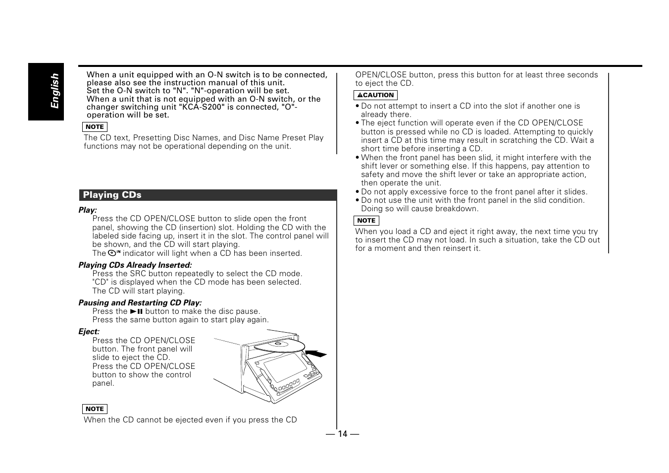 Playing cds | Kenwood DPX-5010 User Manual | Page 14 / 48