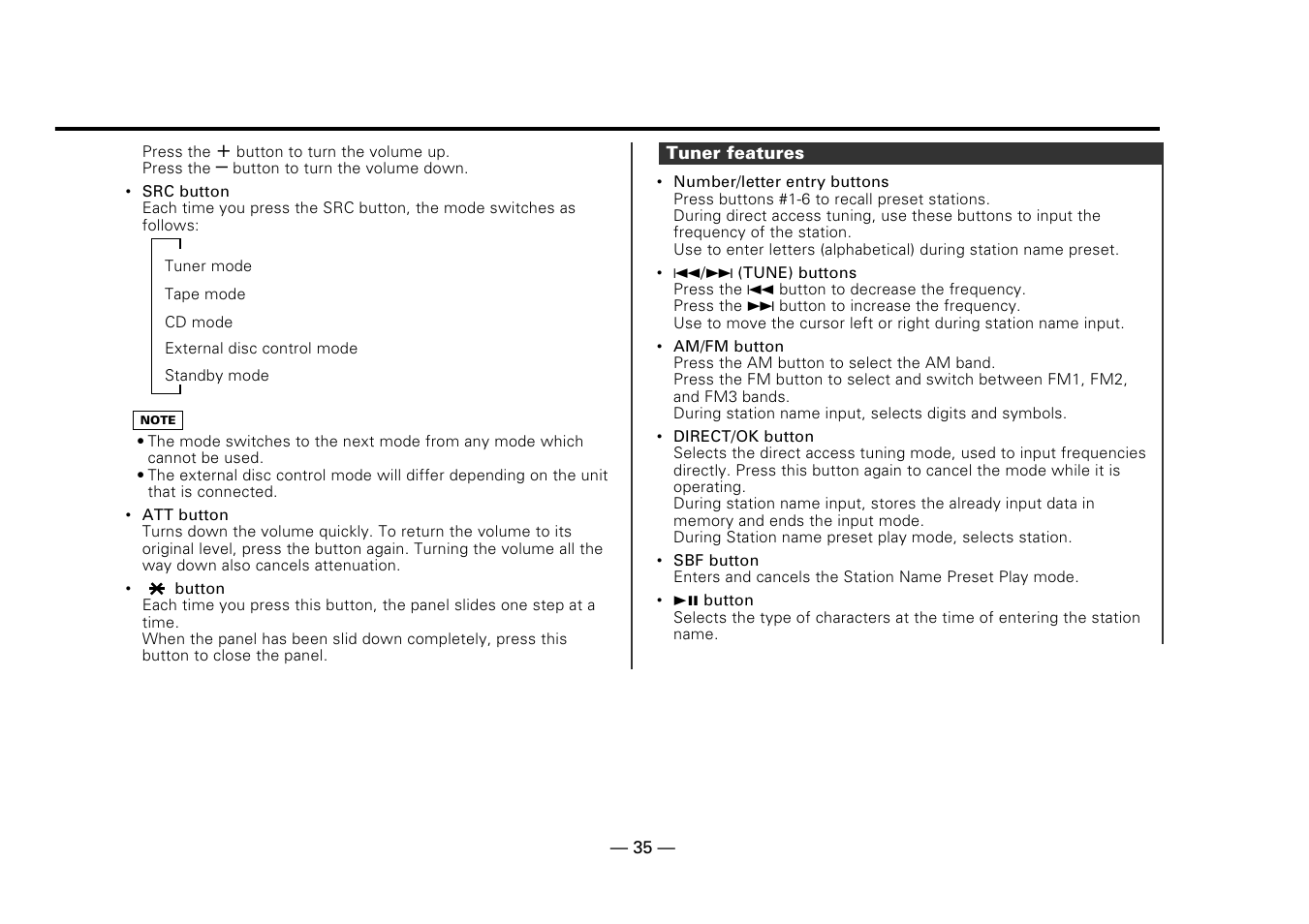 Tuner features | Kenwood DPX-5010 User Manual | Page 35 / 48