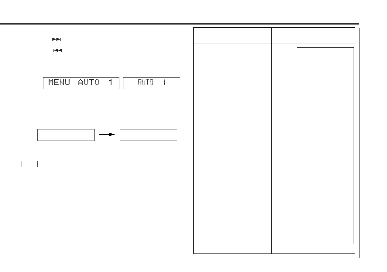 Menu auto 1 auto 1 auto 2 manual | Kenwood CD-RECEIVER KDC-PS9060R User Manual | Page 11 / 46