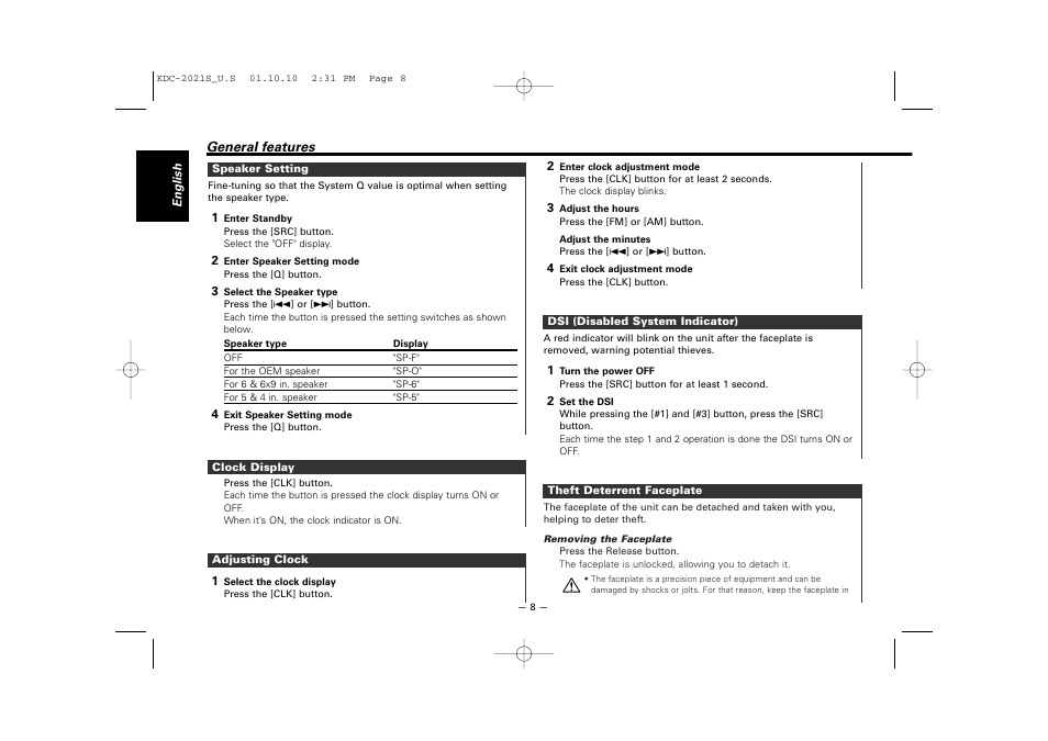 Kenwood KDC-2021S User Manual | Page 8 / 19