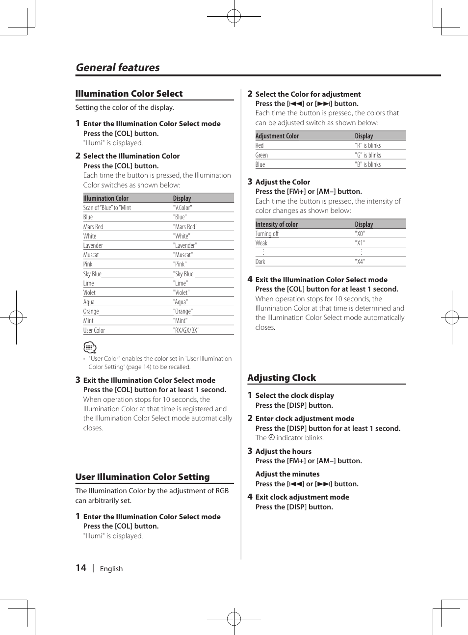 General features | Kenwood DPX-3070B  EN User Manual | Page 14 / 108