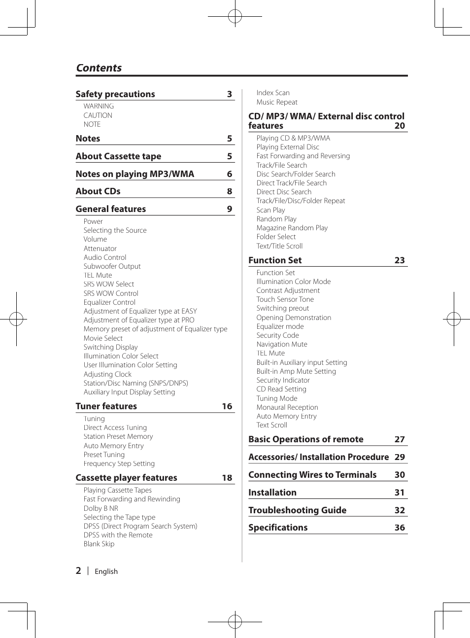 Kenwood DPX-3070B  EN User Manual | Page 2 / 108