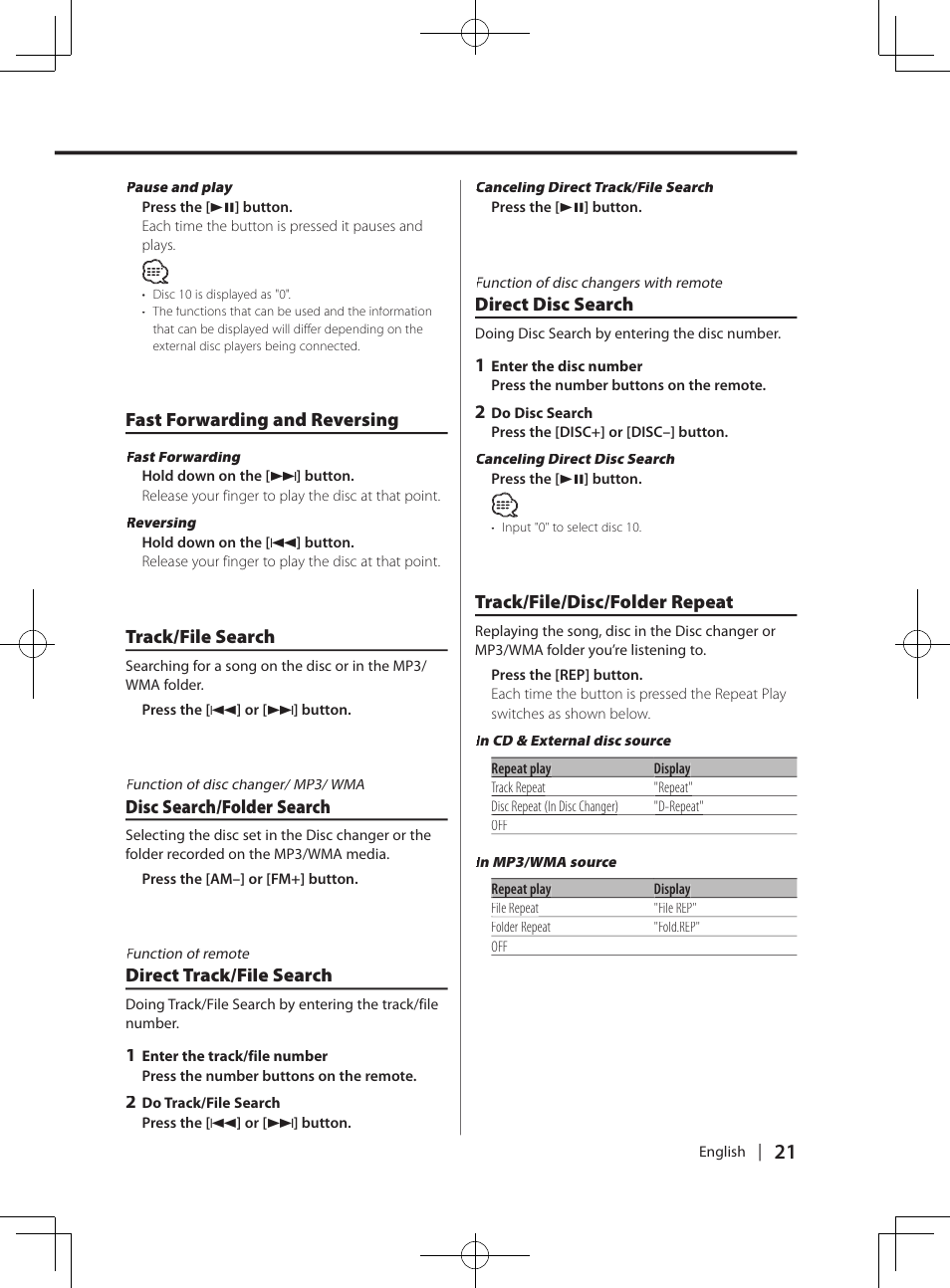 Kenwood DPX-3070B  EN User Manual | Page 21 / 108