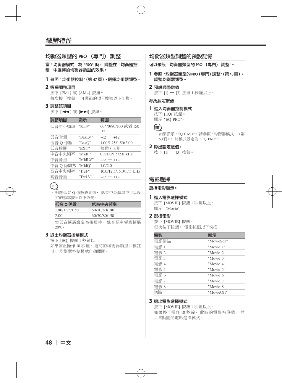 總體特性 | Kenwood DPX-3070B  EN User Manual | Page 48 / 108