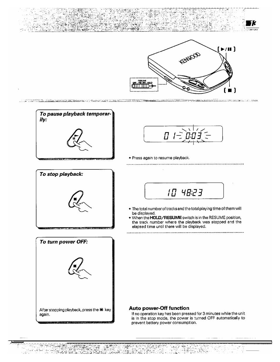 Auto power-off function, Ü i-: n-d3 | Kenwood DPC-341 User Manual | Page 13 / 28