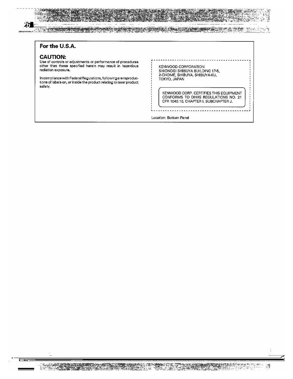 Forfheu.s.a, Caution, Forfheu.s.a. caution | Kenwood DPC-341 User Manual | Page 26 / 28