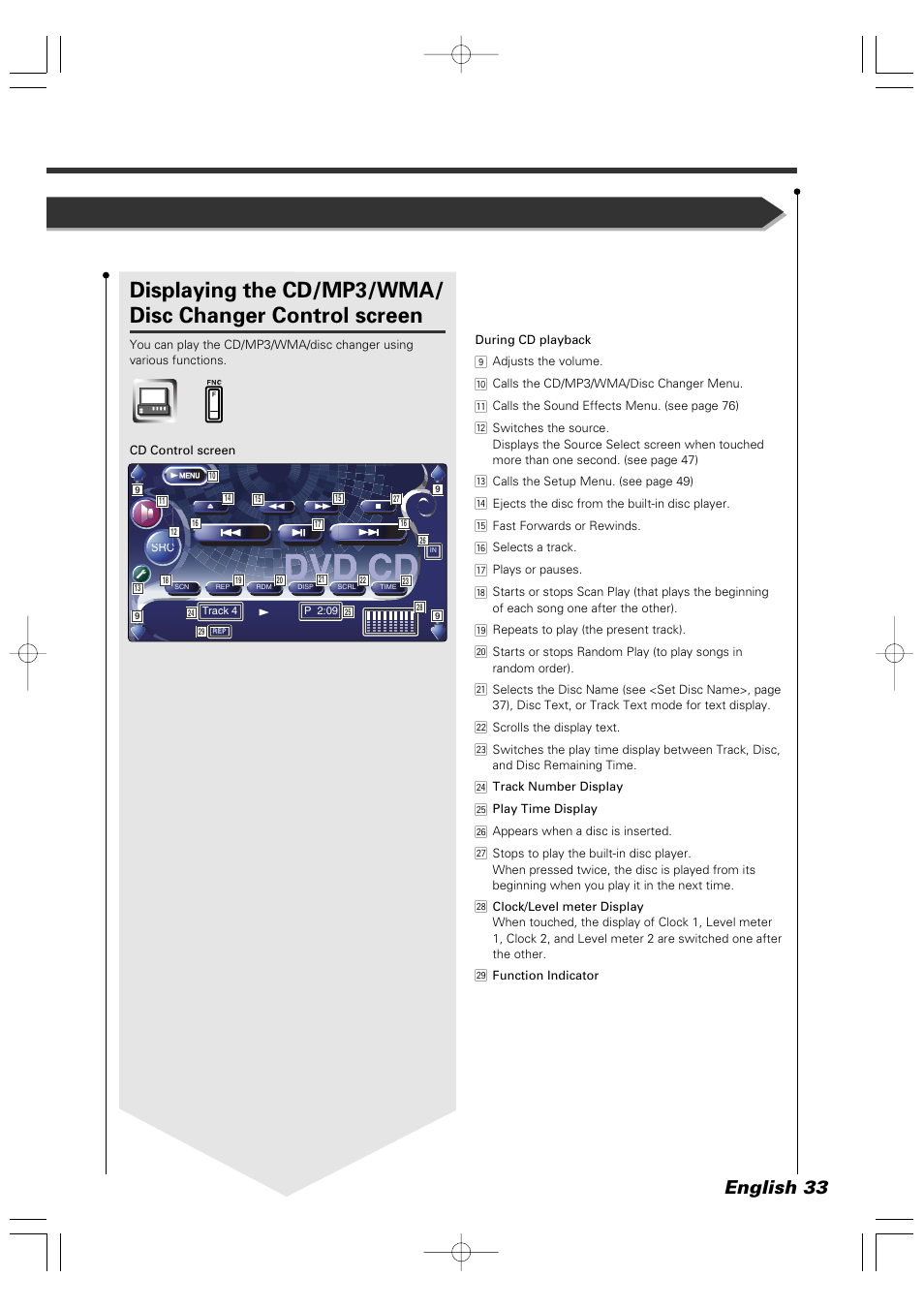 English 33 | Kenwood XXV-05V User Manual | Page 33 / 104