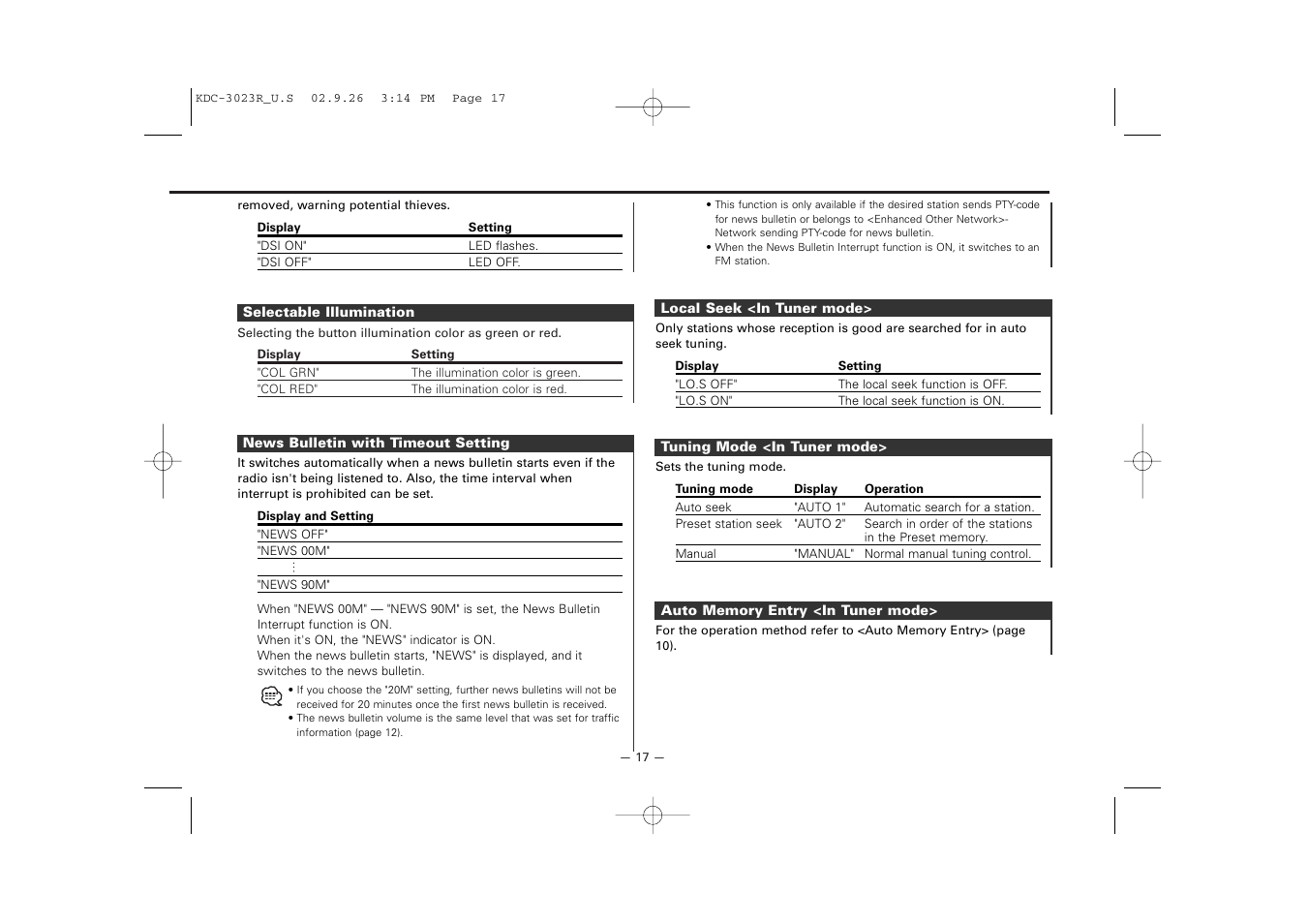 Kenwood KDC-3023R User Manual | Page 17 / 26