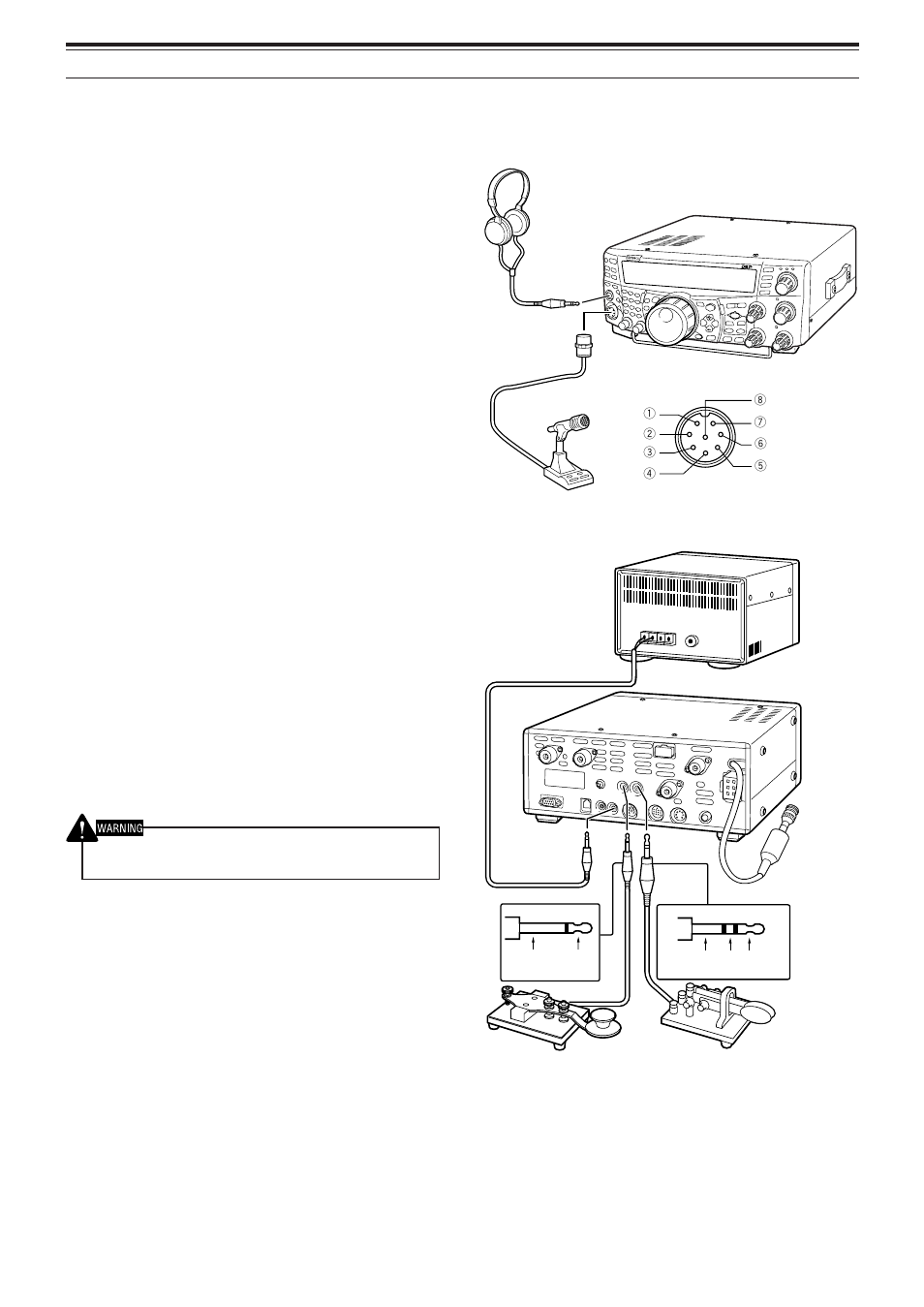 Accessory connections, Front panel, Headphones (phones) | Microphone (mic), Rear panel, External speakers (ext.sp1/ ext.sp2), Keys for cw (paddle and key), 1 installation | Kenwood TS-2000 User Manual | Page 11 / 150