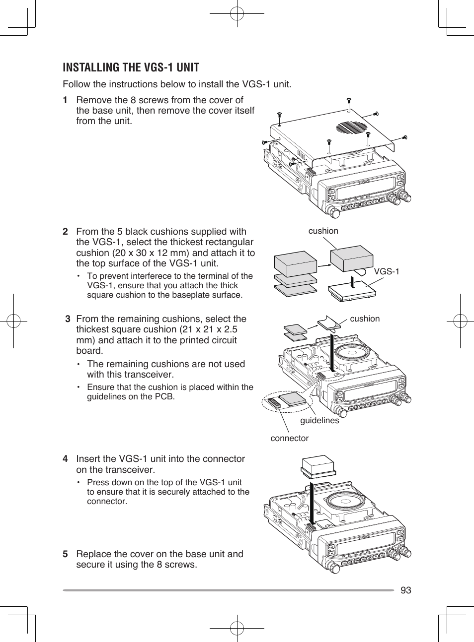 Installing the vgs-1 unit | Kenwood TM-V71E User Manual | Page 101 / 107