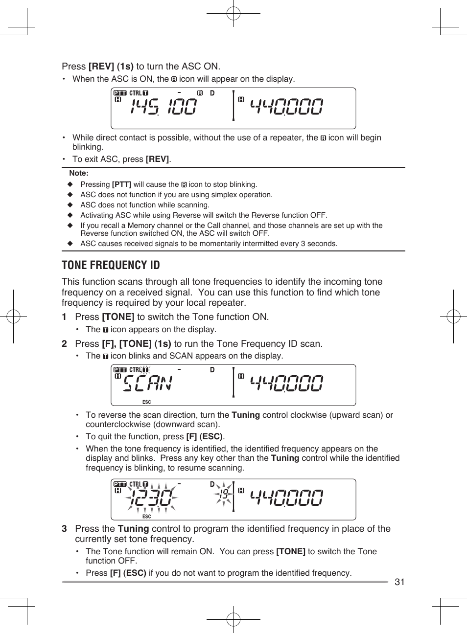 Tone frequency id | Kenwood TM-V71E User Manual | Page 39 / 107
