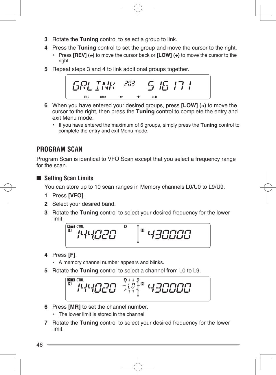Program scan | Kenwood TM-V71E User Manual | Page 54 / 107