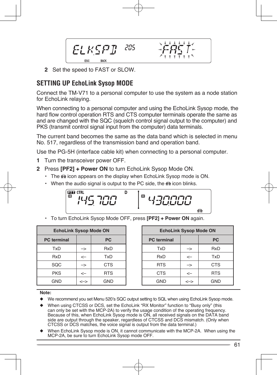 Setting up echolink sysop mode | Kenwood TM-V71E User Manual | Page 69 / 107