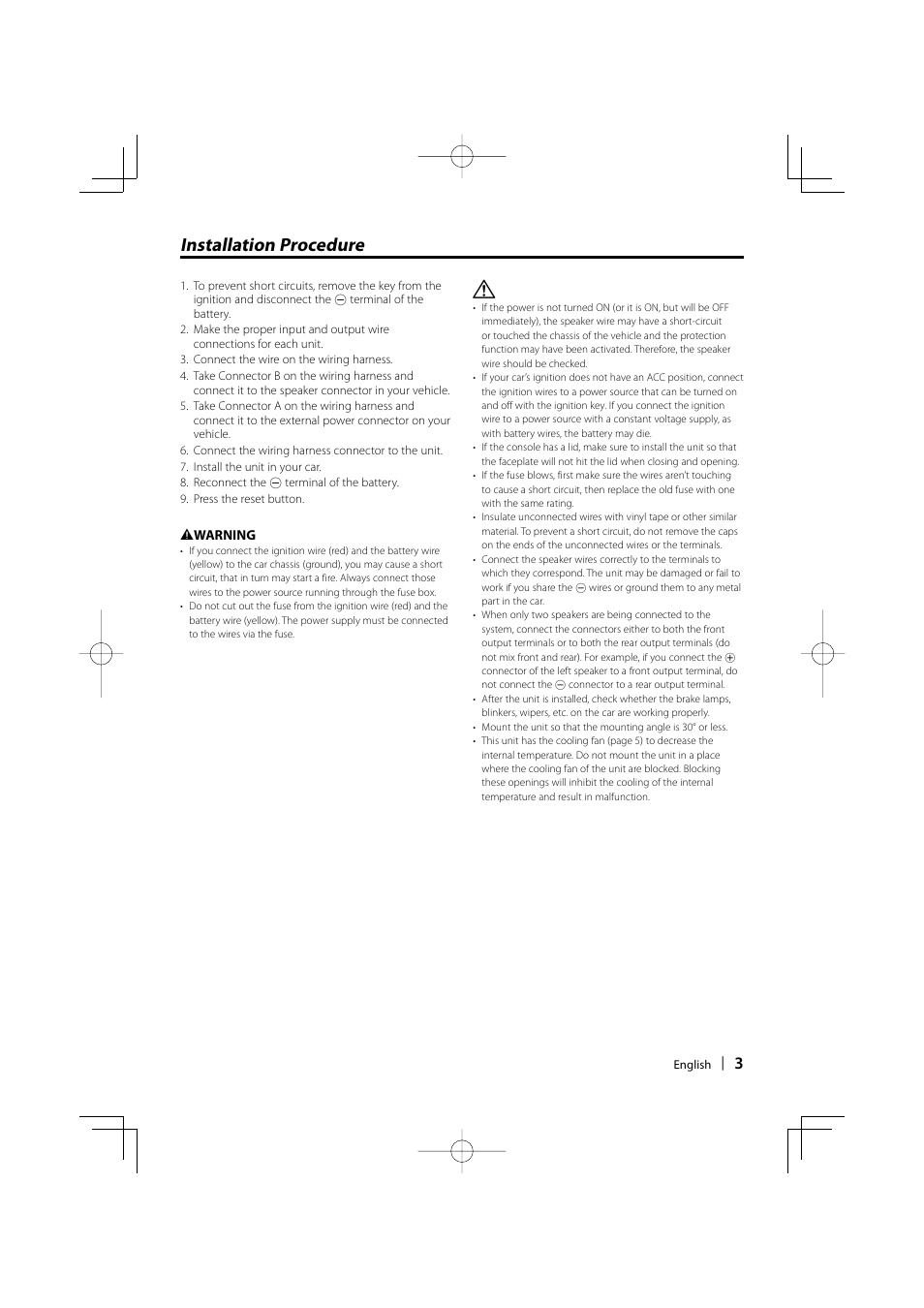 Installation procedure | Kenwood DDX7029 User Manual | Page 3 / 12