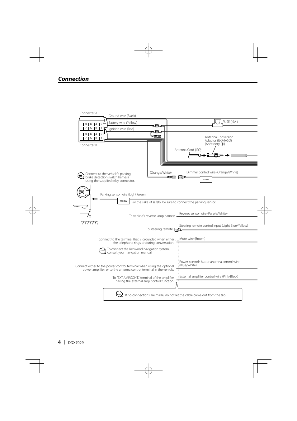 Connection | Kenwood DDX7029 User Manual | Page 4 / 12
