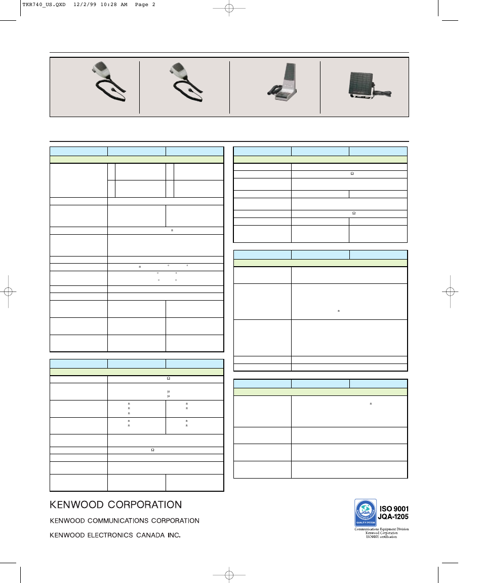 Specifications options, Kmc-27a, Kmc-27b | Kmc-9c, Kes-4 | Kenwood TKR-840 User Manual | Page 2 / 2