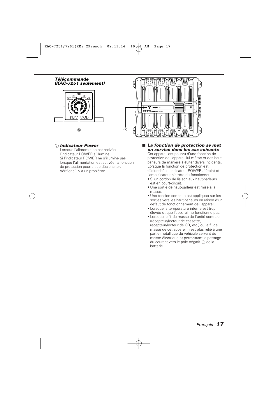 Kenwood KAC-7251/7201 User Manual | Page 17 / 40