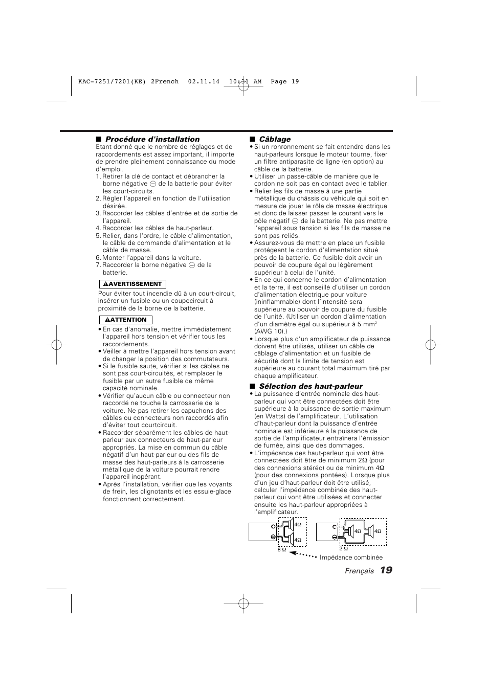 Kenwood KAC-7251/7201 User Manual | Page 19 / 40