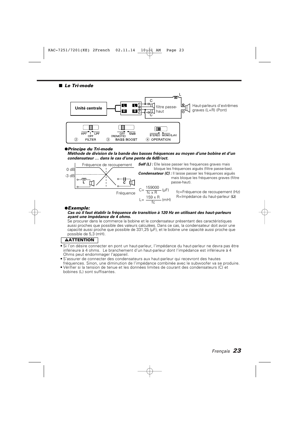 Kenwood KAC-7251/7201 User Manual | Page 23 / 40