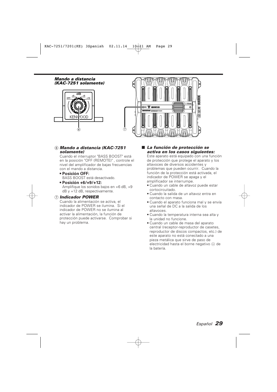 Kenwood KAC-7251/7201 User Manual | Page 29 / 40