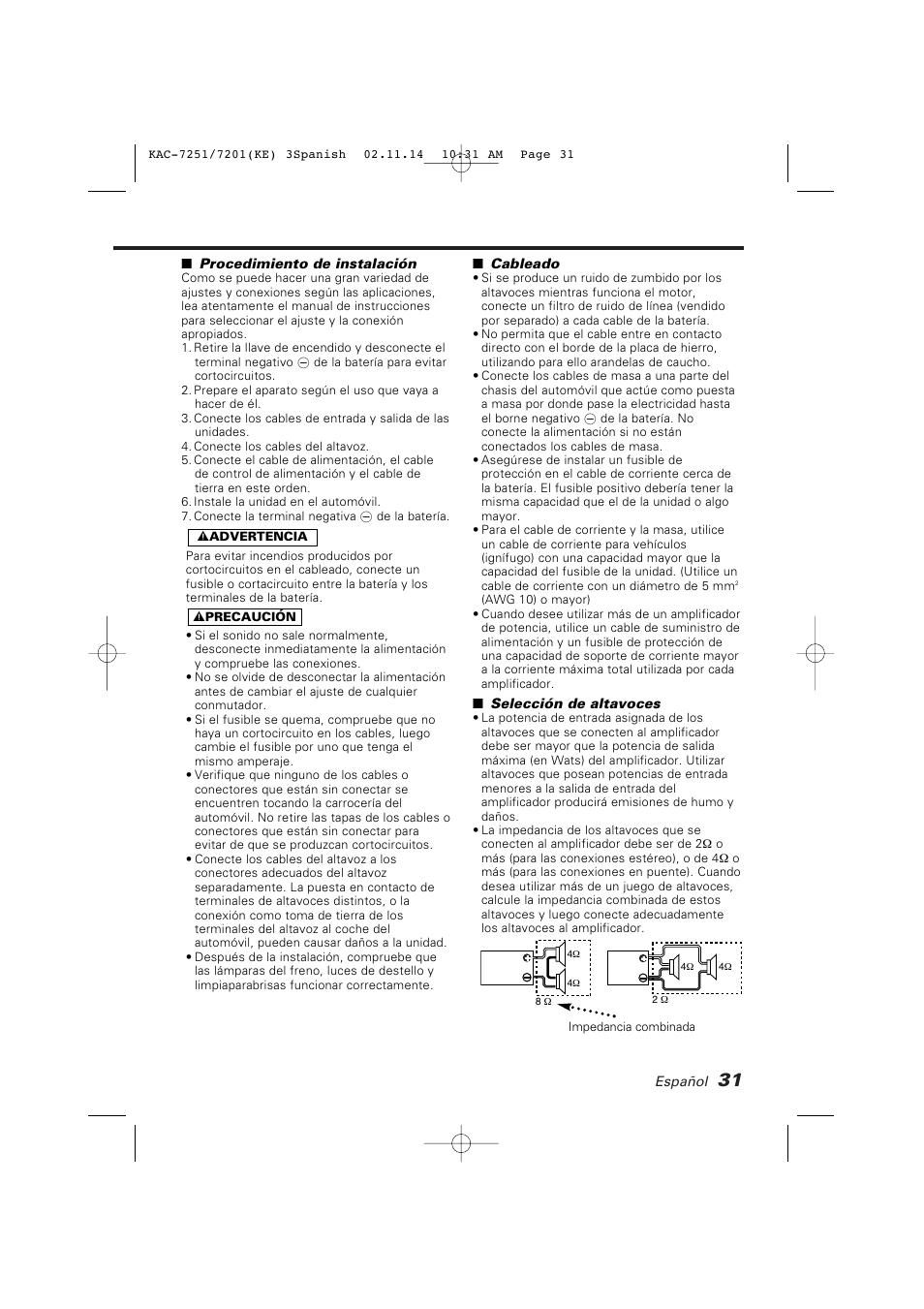 Kenwood KAC-7251/7201 User Manual | Page 31 / 40