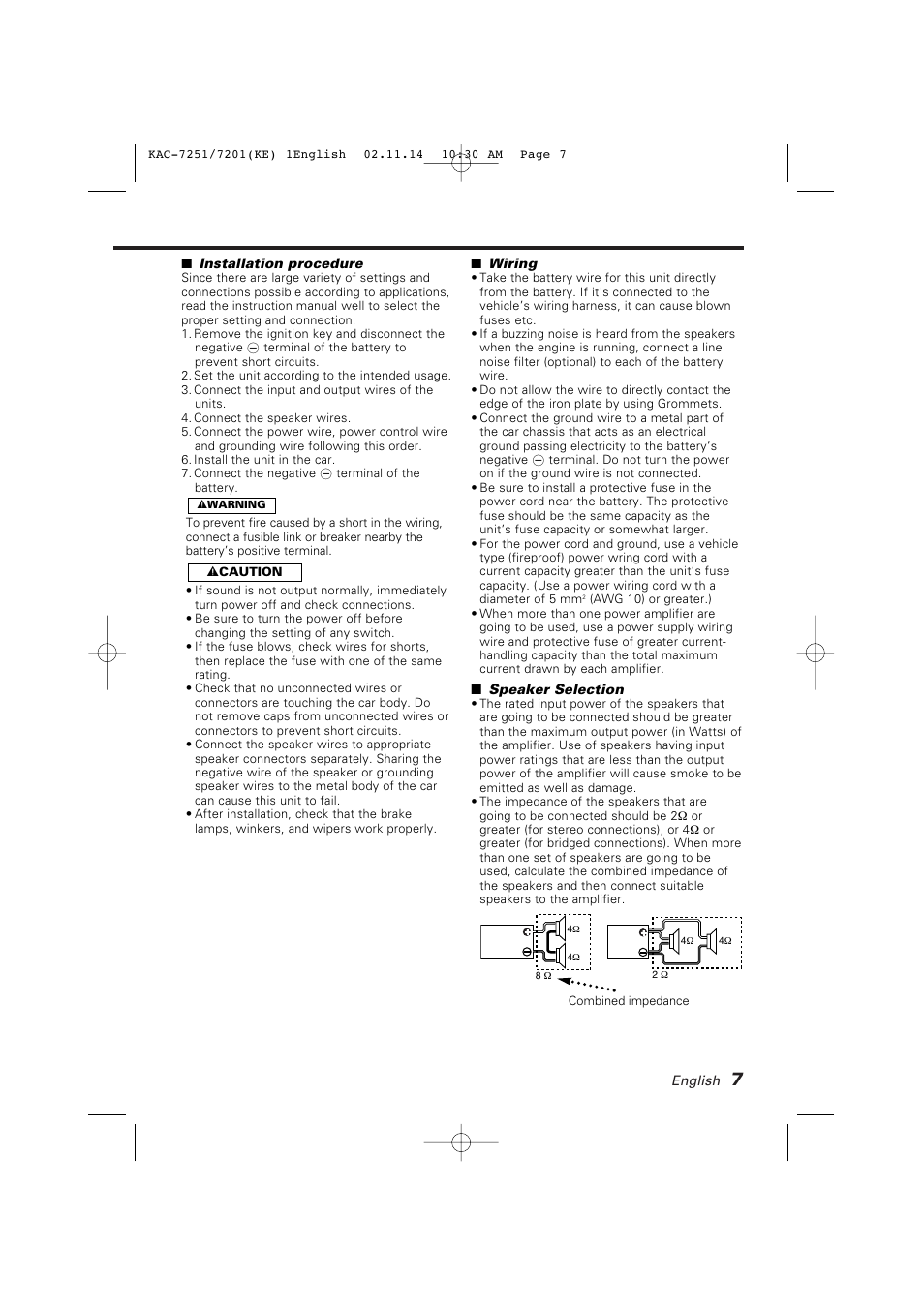 Kenwood KAC-7251/7201 User Manual | Page 7 / 40