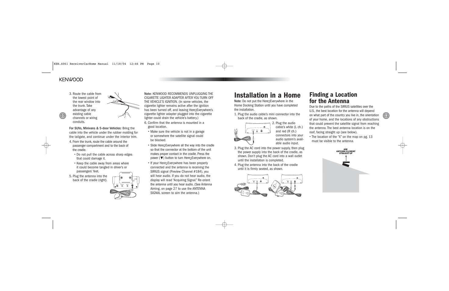 Installation in a home, Finding a location for the antenna | Kenwood H2EV User Manual | Page 6 / 17