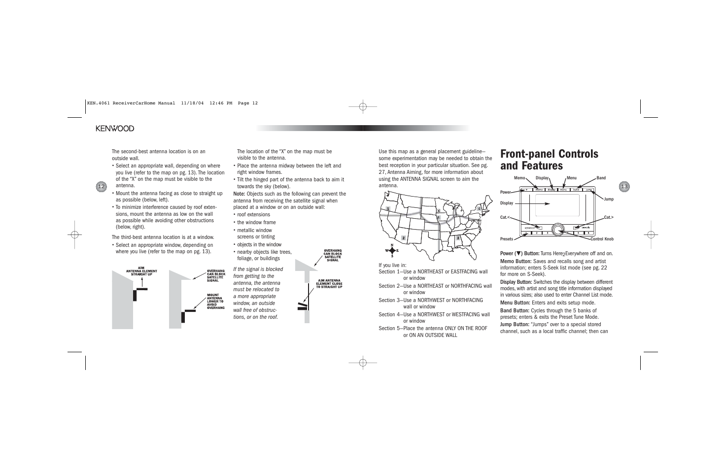 Front-panel controls and features | Kenwood H2EV User Manual | Page 7 / 17