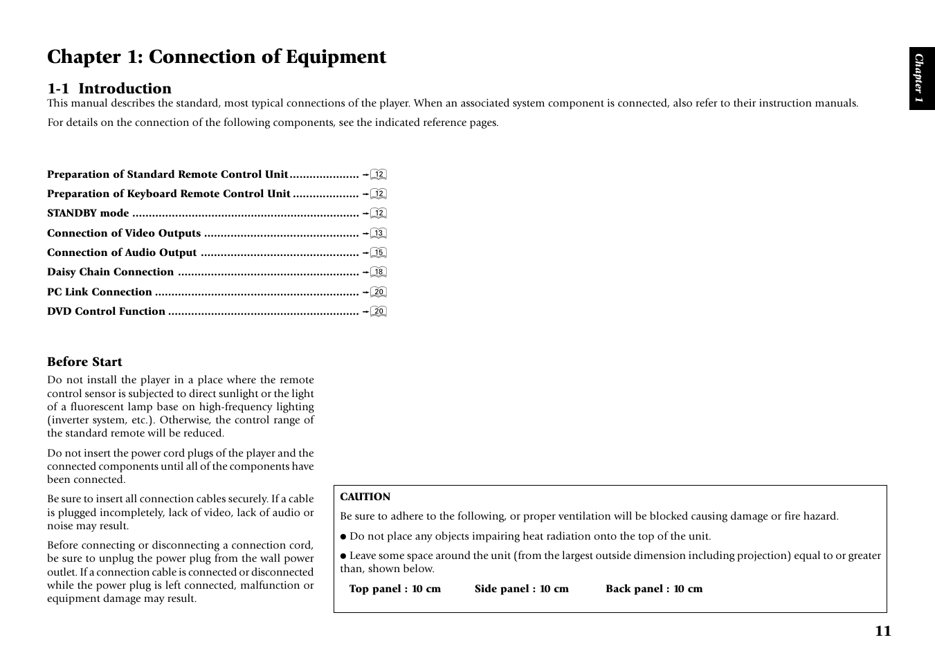 Chapter 1:connection of equipment, 1 introduction, Chapter 1: connection of equipment | Kenwood DV-5050M User Manual | Page 11 / 96