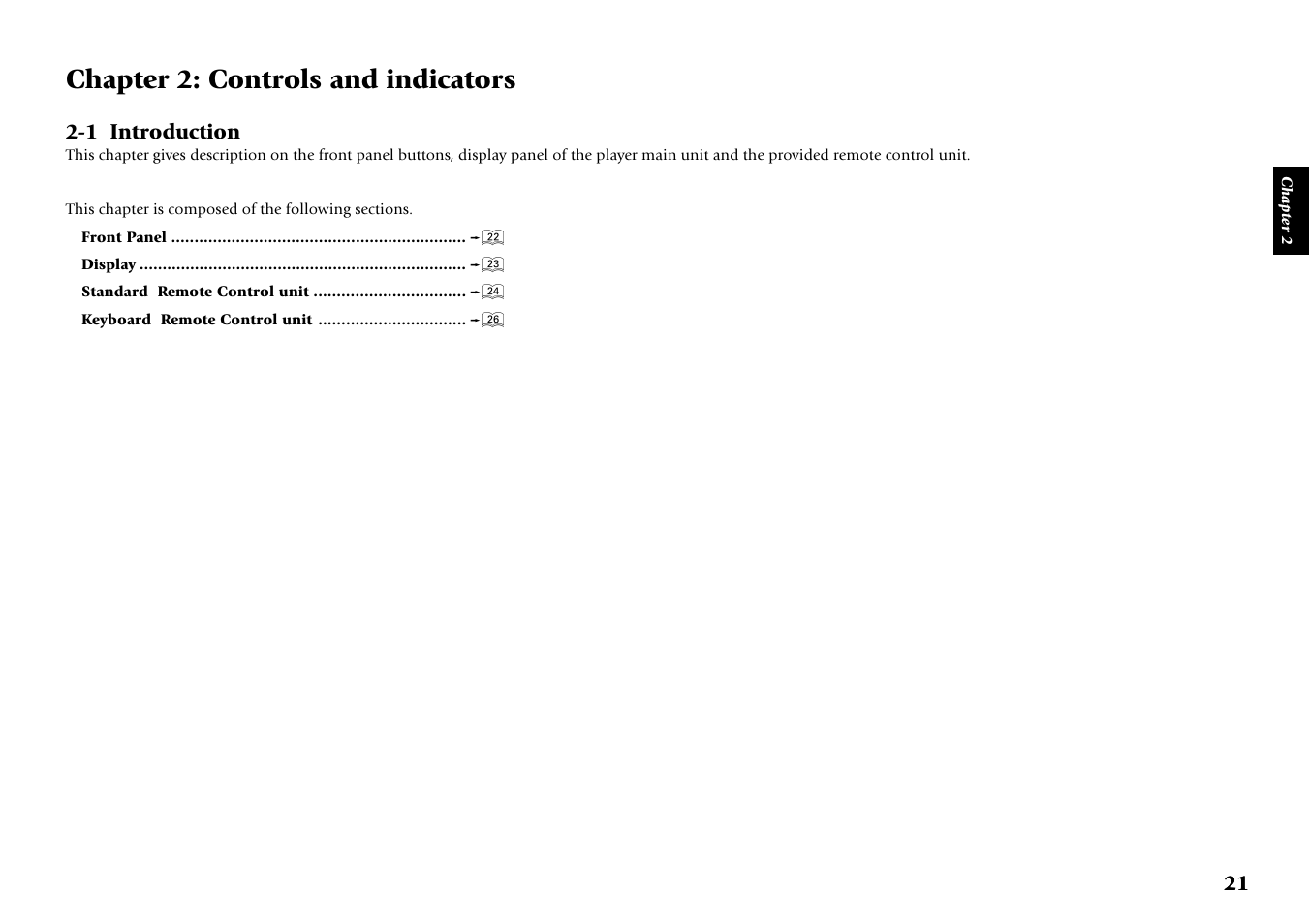 Chapter 2: controls and indicators, 1 introduction | Kenwood DV-5050M User Manual | Page 21 / 96