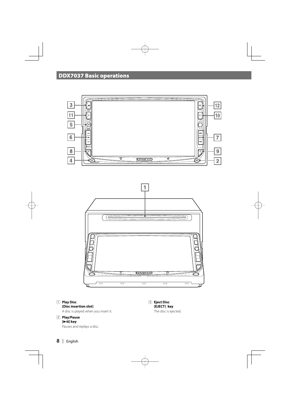 Ddx7037 basic operations | Kenwood DDX7037 User Manual | Page 8 / 76