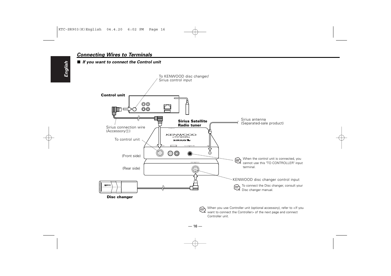 Kenwood SIRIUS KTC-SR903 User Manual | Page 16 / 20