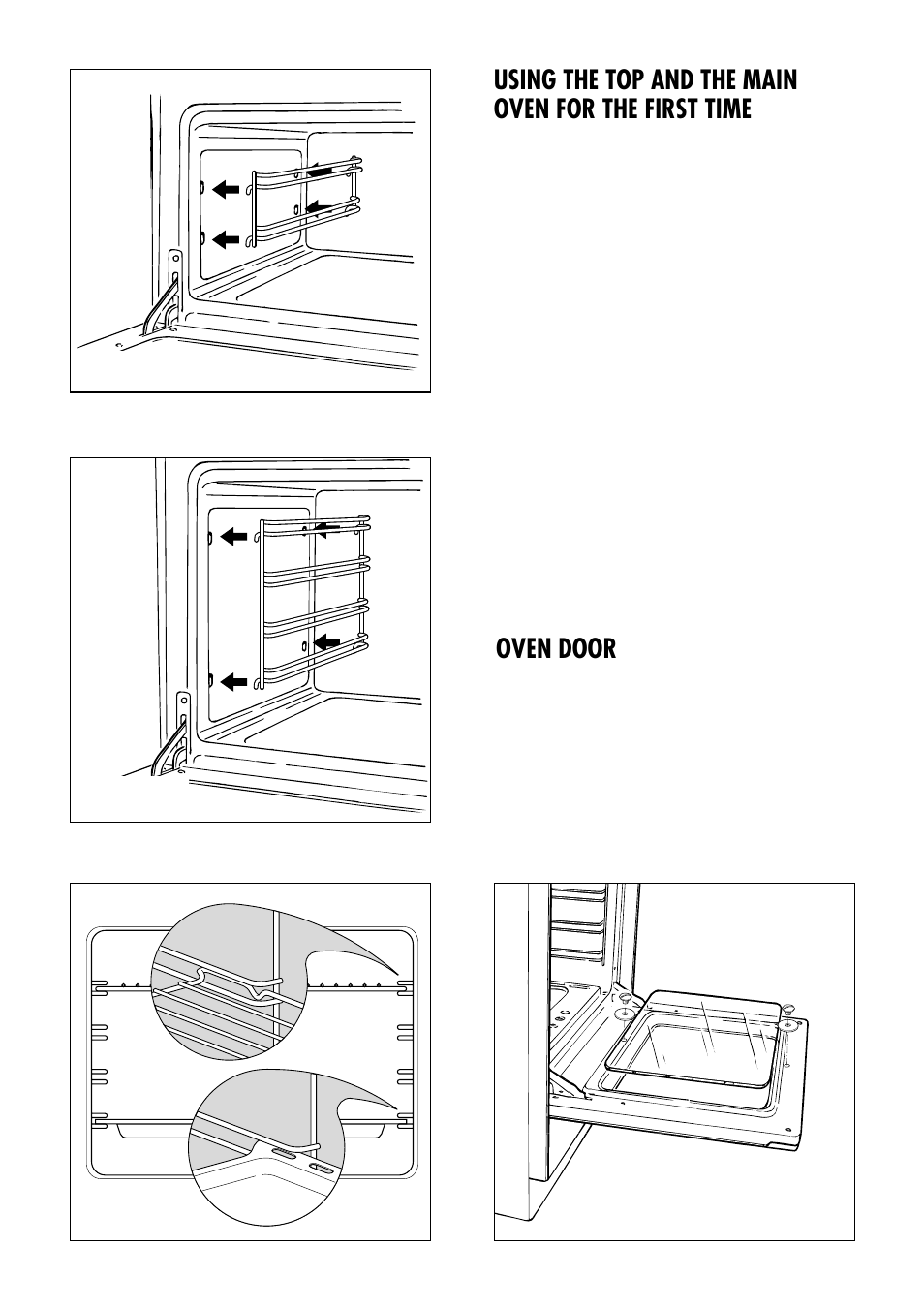 Using the top and the main oven for the first time, Oven door | Kenwood CK 280 User Manual | Page 23 / 32