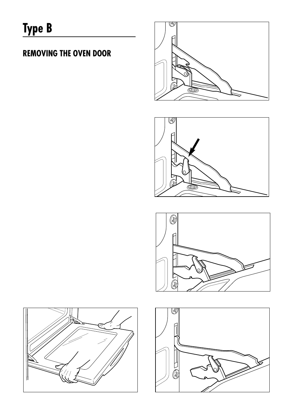 Type b, Removing the oven door | Kenwood CK 280 User Manual | Page 25 / 32